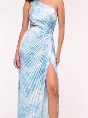 NWT Abercrombie & Fitch Light Blue One-Shoulder Pleated Maxi Dress small